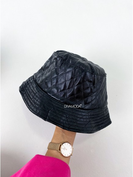 Oboustranný koženkový klobouk černý