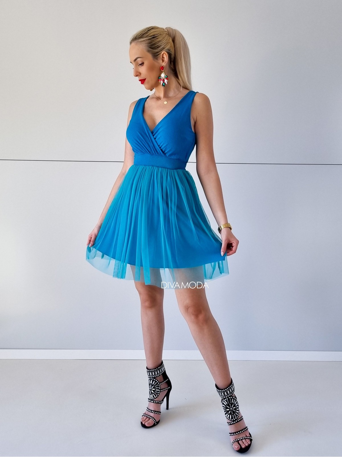 Třpytivé šaty Modré P 301