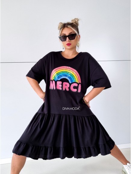 Oversize šaty Rainbow černé S 124
