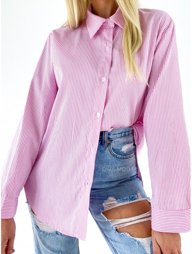 Pruhovaná košile strips růžová S 493