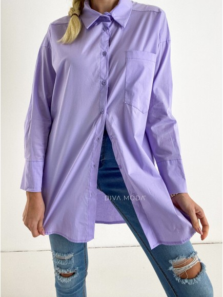 Prodloužená oversize košile fialová D 137