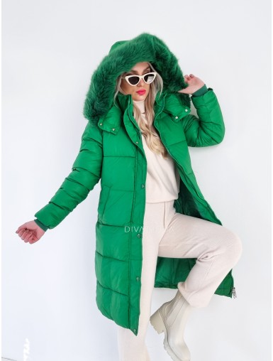 Prodloužená zimní bunda Deborah zelená S 573