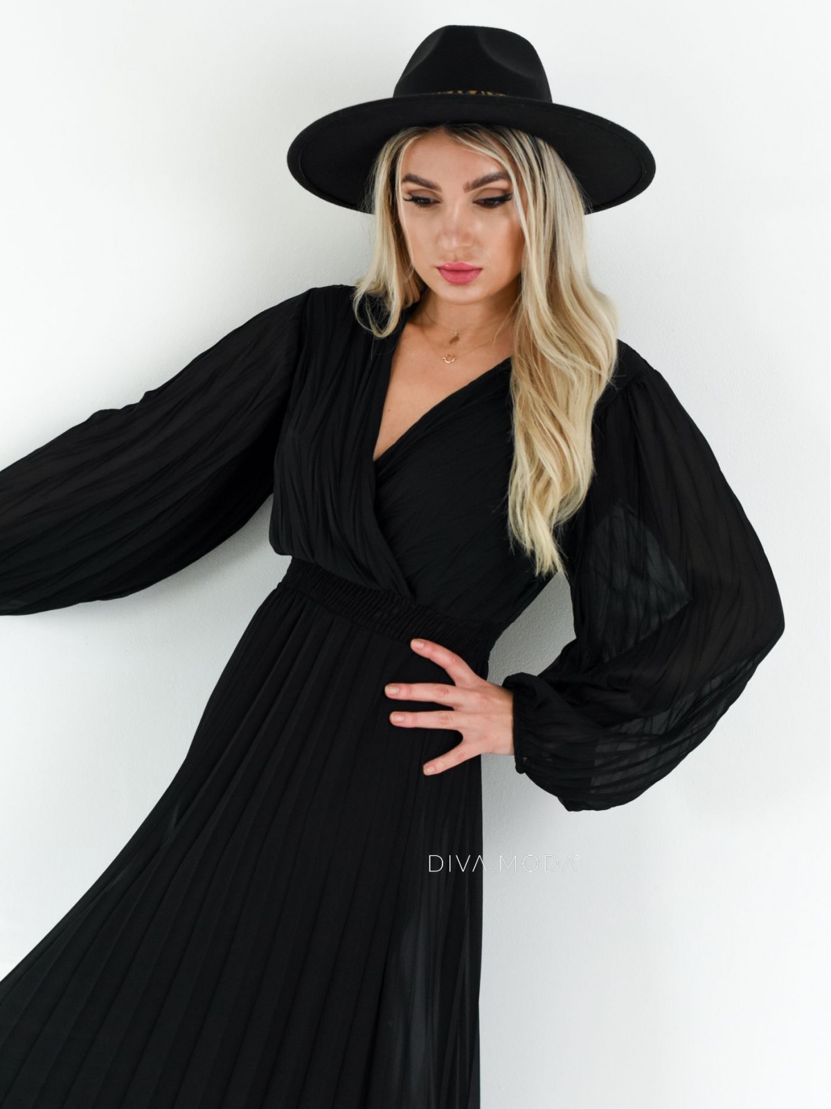 Maxi šaty plisované Daniell černé S 593