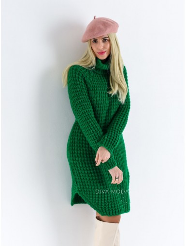 Rolákové pletené šaty zelené wixi S 595