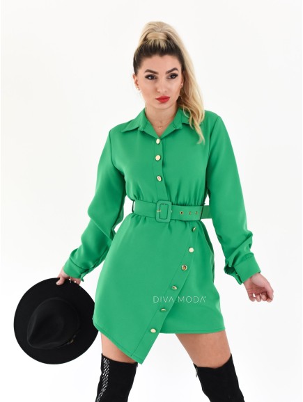 Asymetrické šaty s knoflíčky aliss zelené P 3