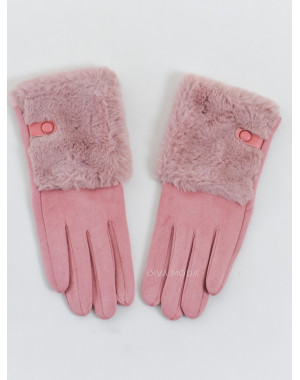 Rukavice s kožušinou a prackou ružové P 8