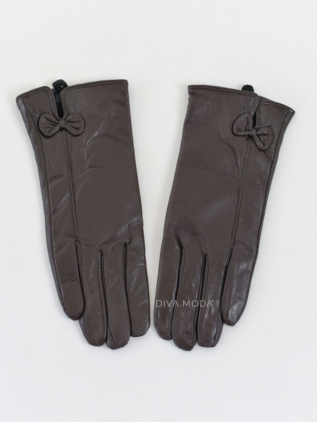 Kožené rukavice čokoládové P 7