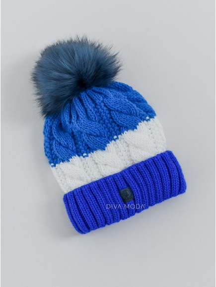Pletená osmičková čepice 3 colors modro-bílá P 1