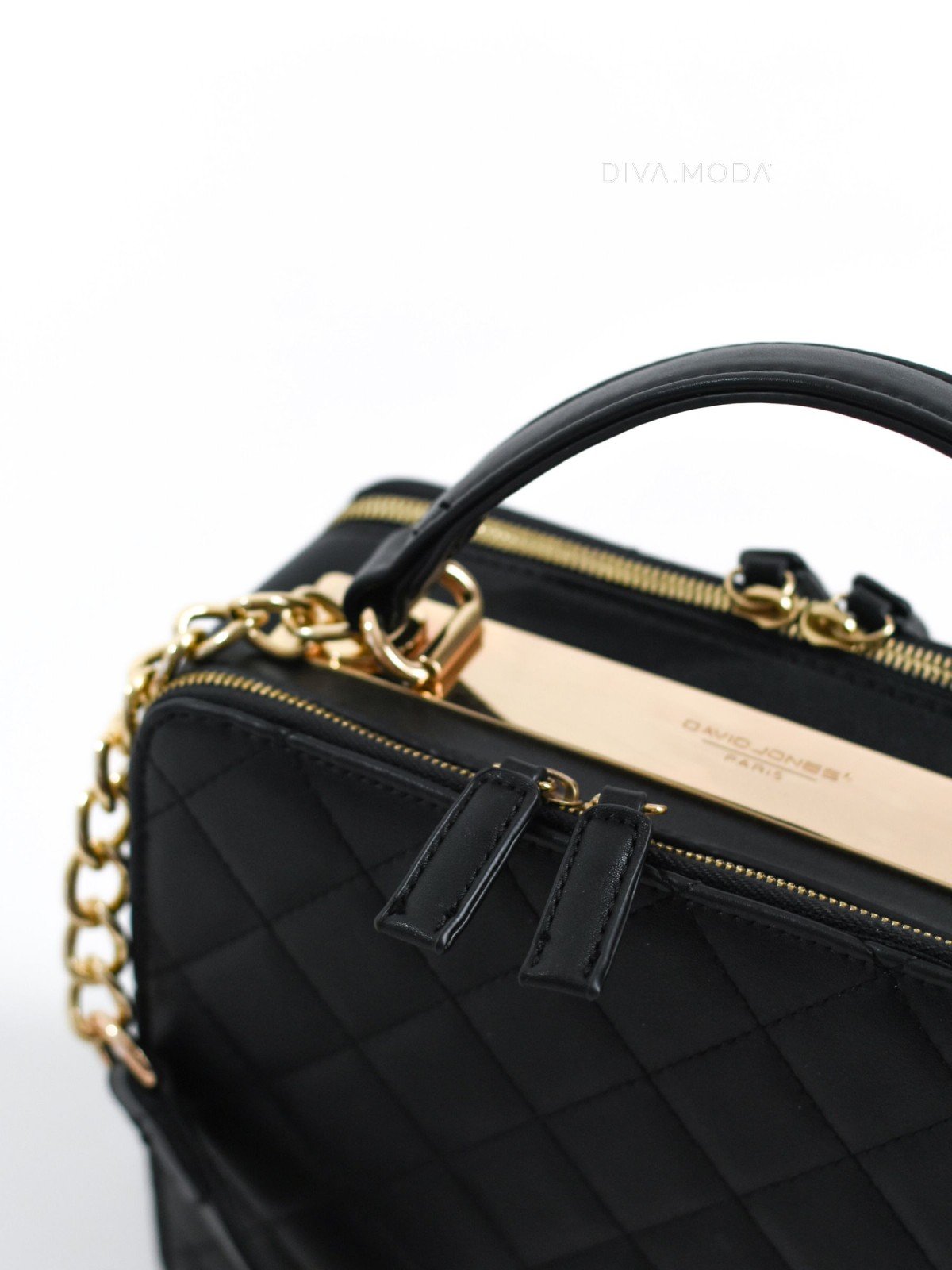 Kufříková kabelka David Jones černá se zlatými doplňky N 50