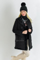 Kožešinový kabátek z broušené koženky dvouřadými knoflíky černý P 44