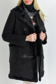 Kožešinový kabátek z broušené koženky dvouřadými knoflíky černý P 44
