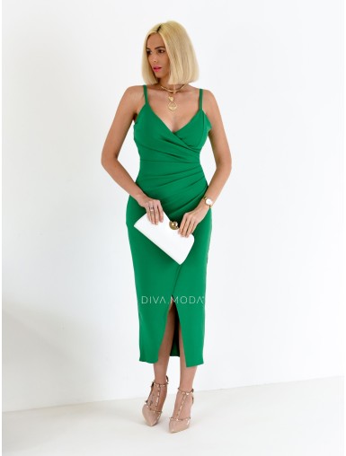 Společenské šaty na ramínka Lea zelené A 40