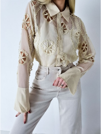 Vykrajovaná blúzka Sun vanilková A 51