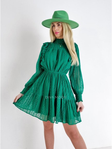 Celočepované šaty Romana zelená petrol A 57