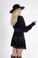 Krajkované šaty s puf rukávem a páskem Glam černé A 55