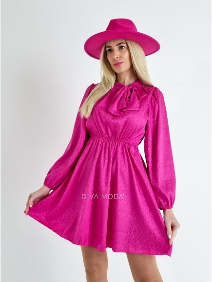 Saténové šaty leo růžové A 83
