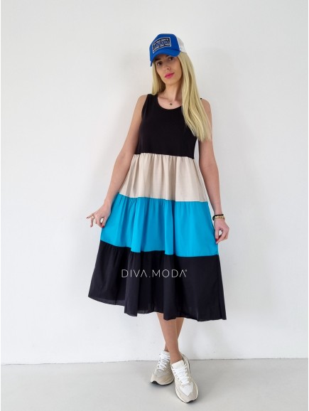 Maxi šaty Leana černo-modré A 200
