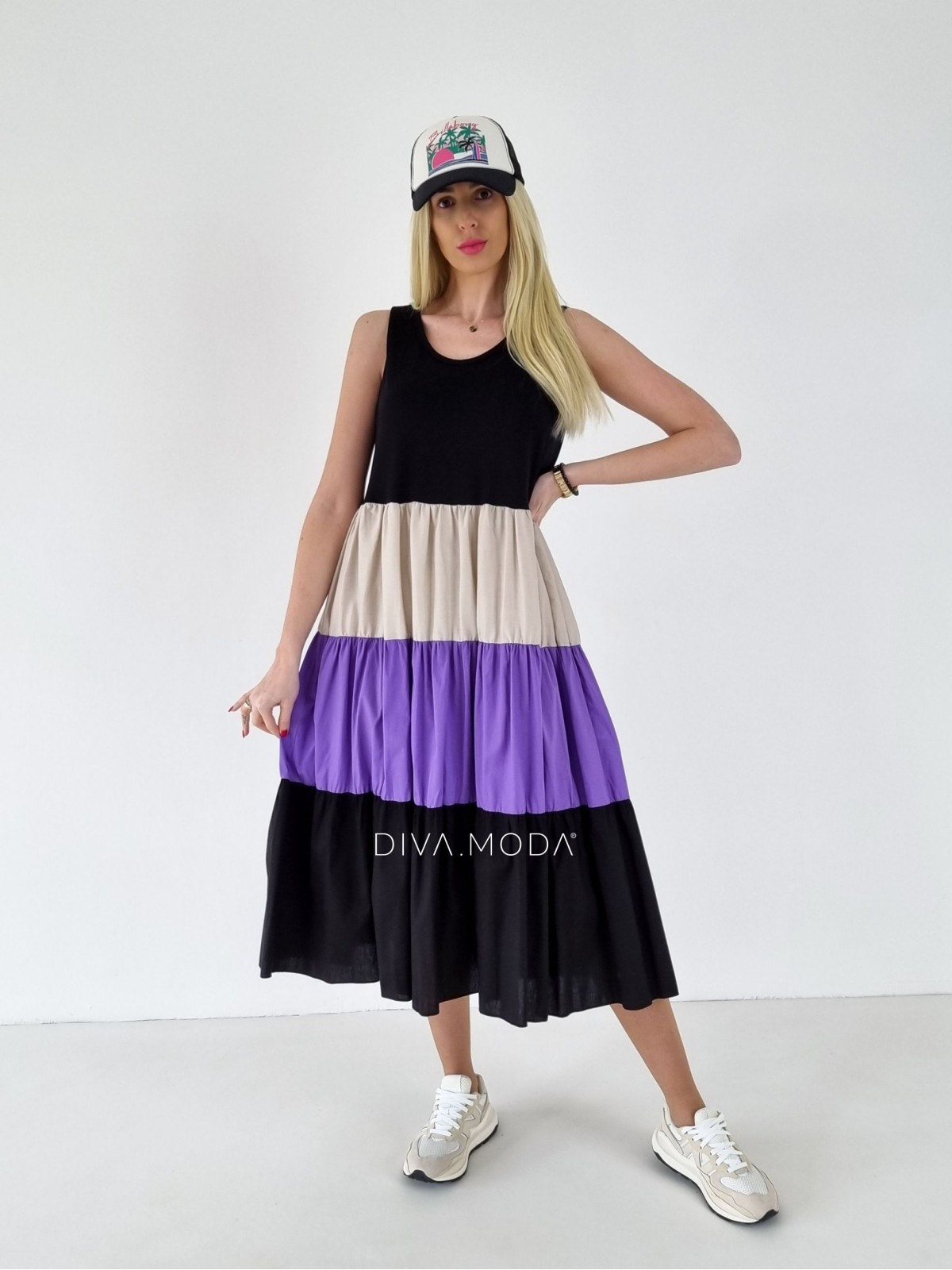 Maxi šaty Leana černo-fialové A 200