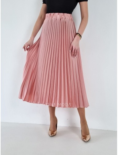 Midi plisovaná sukně Anna pudrově růžová A 223