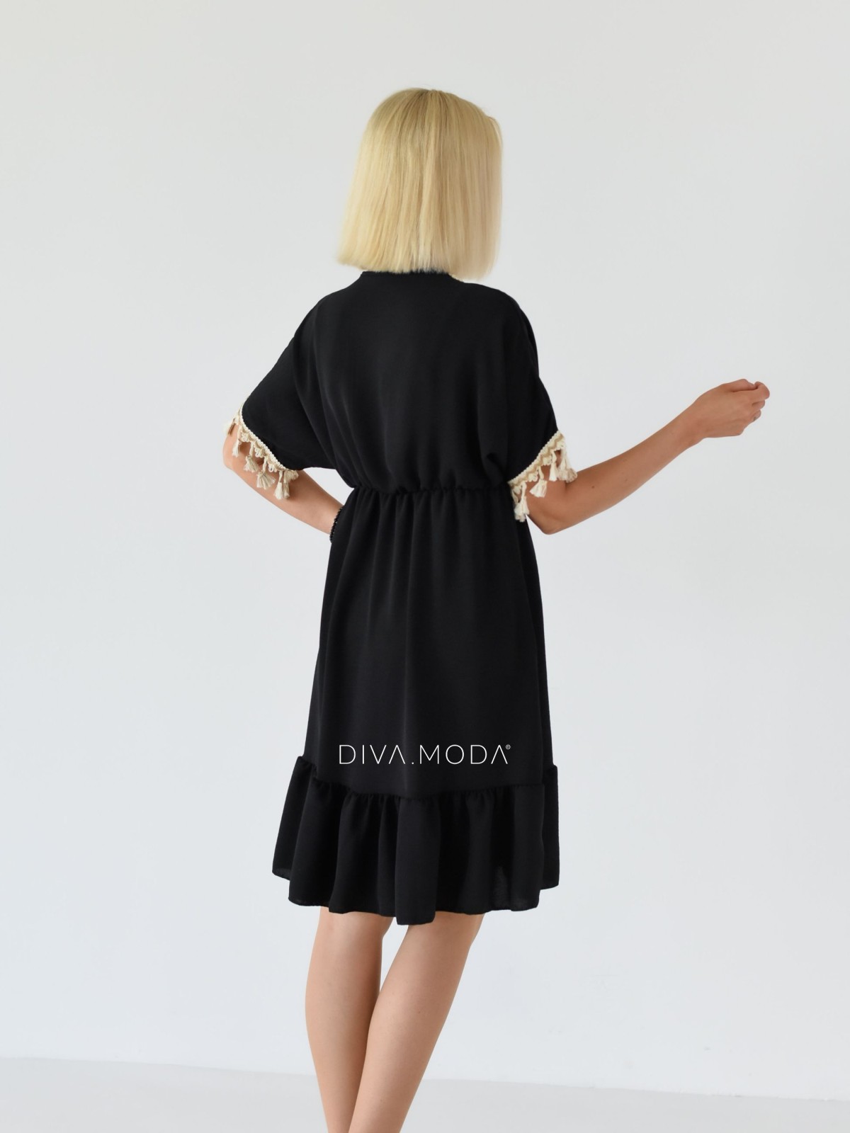 Letní šaty s třásní Allie černé A 250