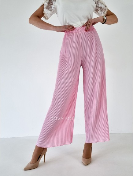Široké letní plisované kalhoty baby růžové B 20