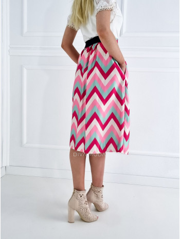 Saténová midi sukňa wawe B 48