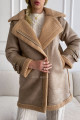 Aviator kabát s ovečkovou kožešinou hnědý-latté S 7