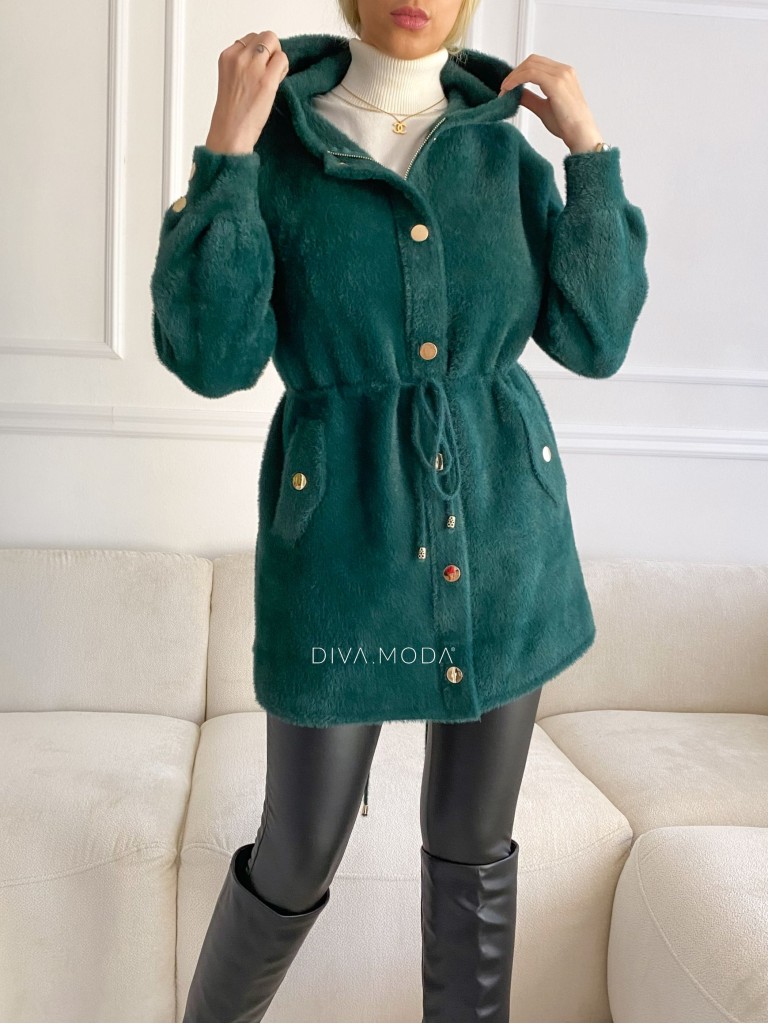 Alpaka kabátek na druky zelený S 55