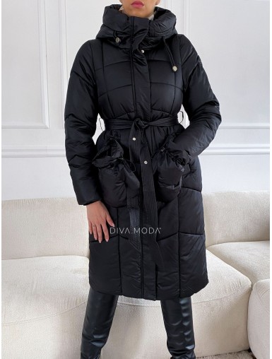 Zimní bunda s rukavicemi černá S 67