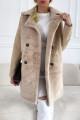 Kombinovaný kožešinový kabát s knoflíky hnědý S 86