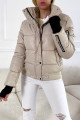 Koženková zimní bunda s patenty béžová S 84