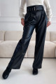 Koženkové široké kalhoty černé S 111