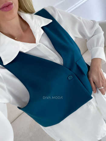 Blúzka s vestou petrolejová S 126