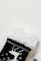 Pletené rukavice sobík s bílou kožešinou černé M 11