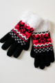 Pletené rukavice sobíky s bílou kožešinou černé M 14