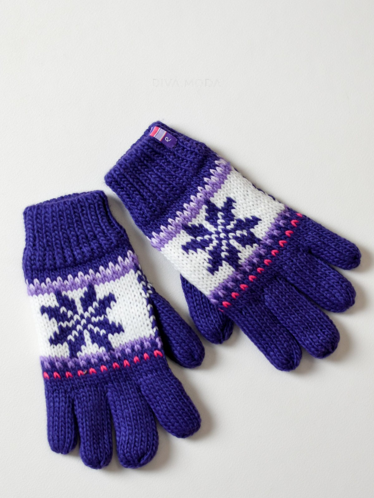 Pletené rukavice vločka fialové M 12