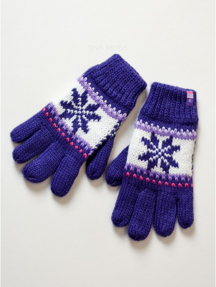 Pletené rukavice vločka fialové M 12