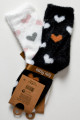 Duo jemně chlupatých srdíčkových ponožek černobílé M 17