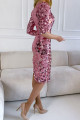 Flitrované asymetrické šaty růžové P 35