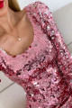Flitrované asymetrické šaty růžové P 35