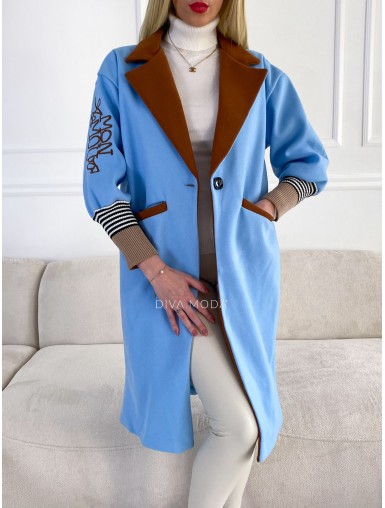 Přechodný kabát Mon amour s patentem modrá S 566