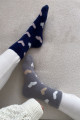 Duo jemně chlupatých srdíčkových ponožek tmavě modré-šedé M 17