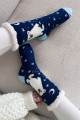 Hrubé protiskluzové fluffy ponožky lední medvěd tmavě modré M 20