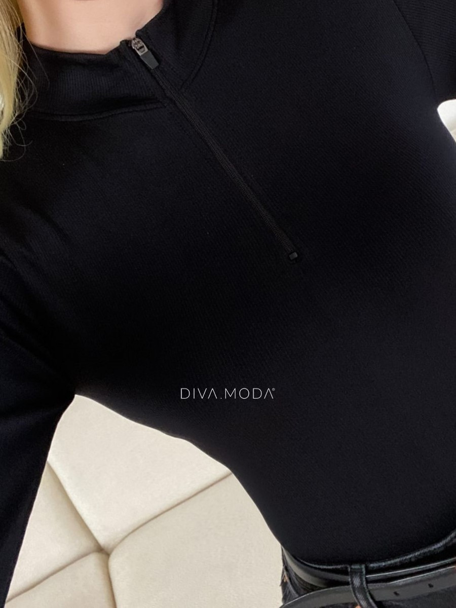 Rebrované body so zipsom čierne S 987 Rebrované body so zipsom čierne S 987
