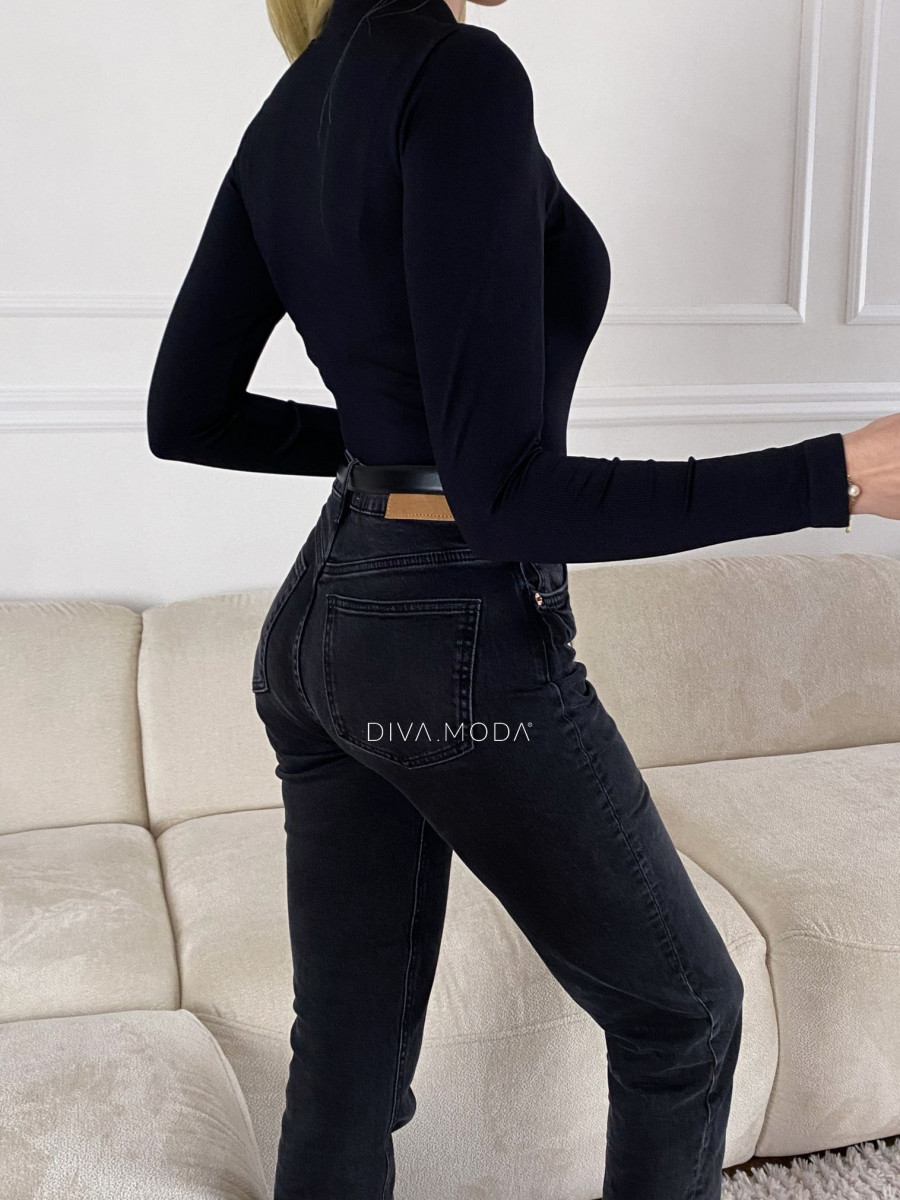 Rebrované body so zipsom čierne S 987 Rebrované body so zipsom čierne S 987