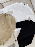 Rebrované body so zipsom čierne S 987 Rebrované body so zipsom čierne S 987