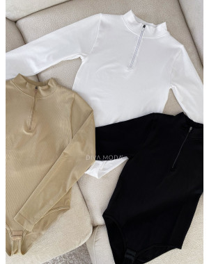 Rebrované body so zipsom čierne S 987