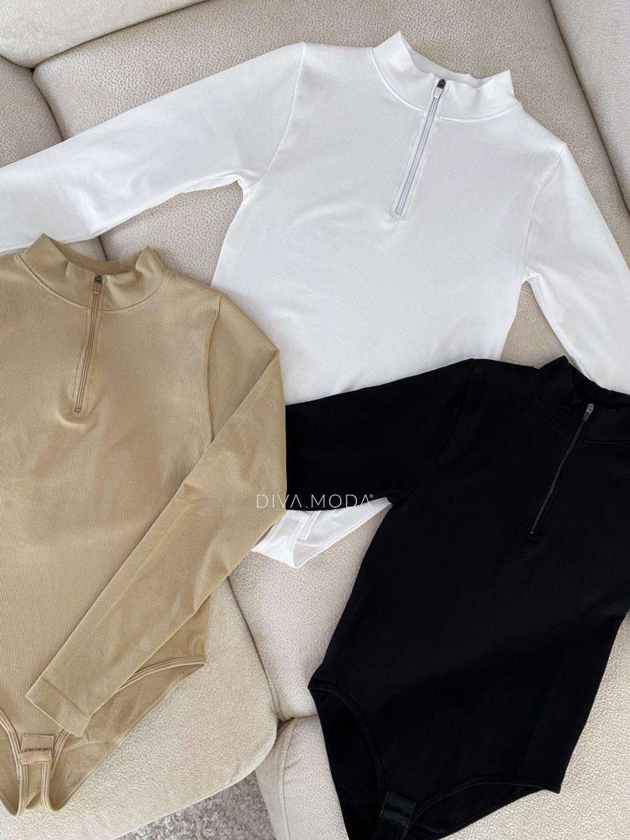 Rebrované body so zipsom čierne S 987 Rebrované body so zipsom čierne S 987