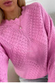Děrovaný svetr Valentina růžový M 15