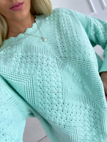 Dierkovaný sveter Valentina mint M 15